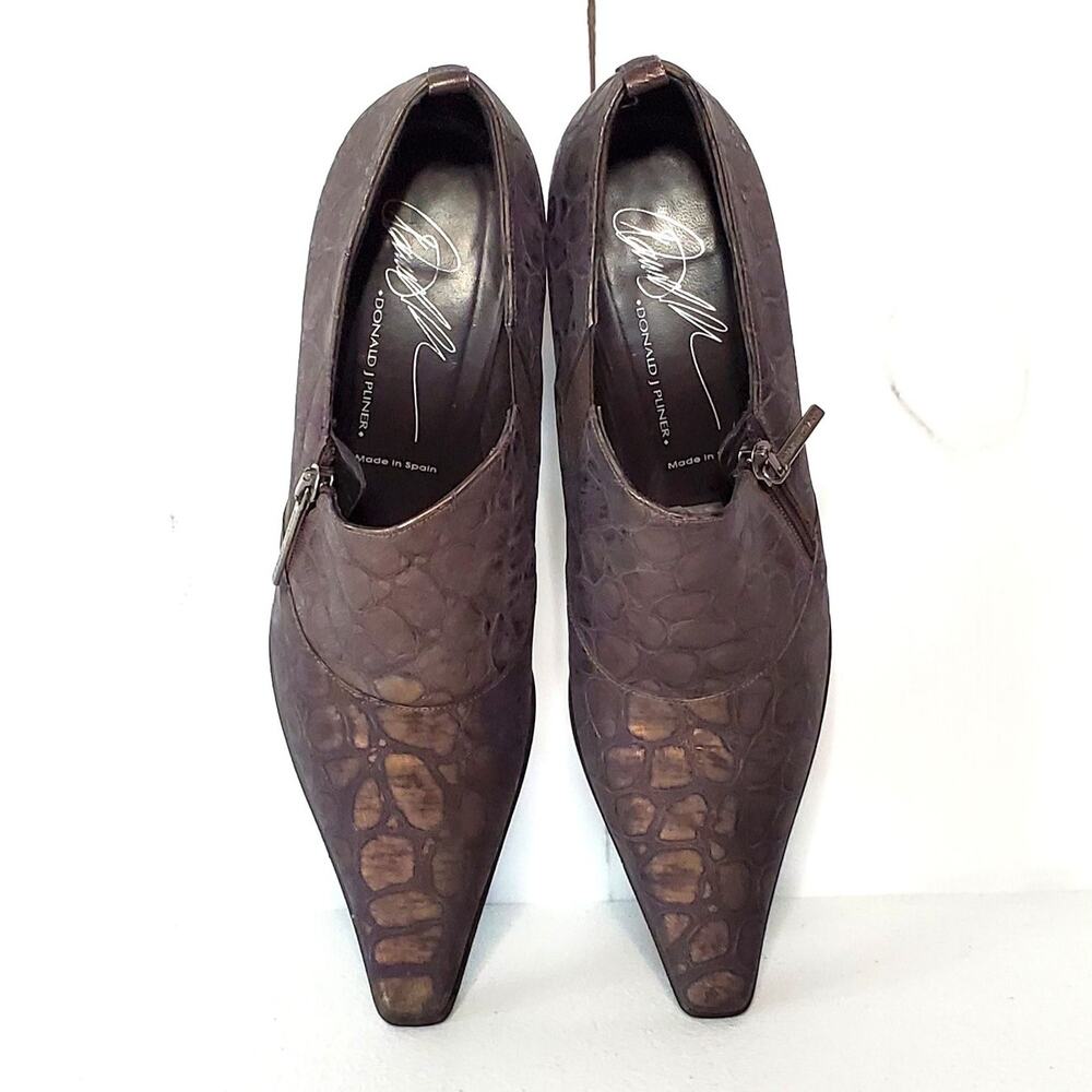 Donald J Pliner Lexi Crocodile Embossed Leather Zip Booties - Picture 4 of 10